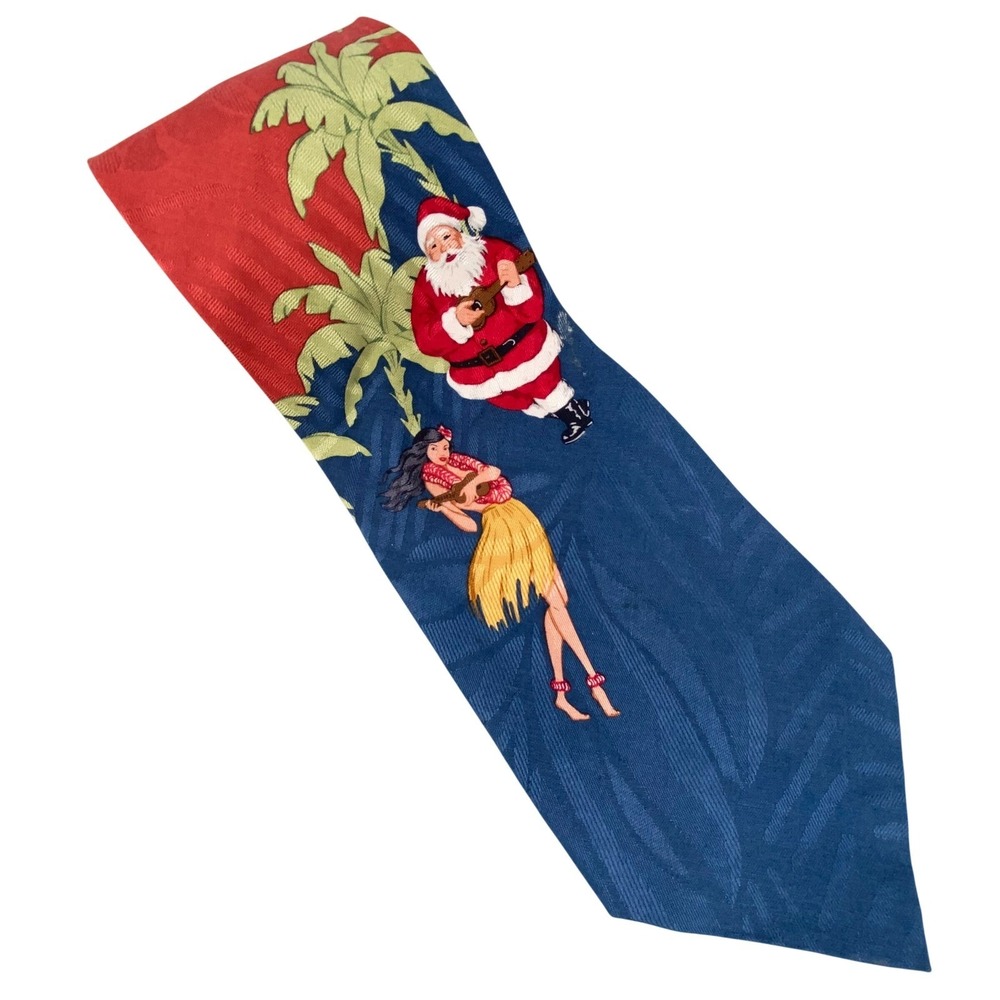 Tommy Bahama Blue and Red Hawaiian Santa Novelty Tie